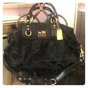 Coach black logo purse with gold hardware